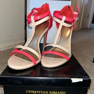 Coral and nude high heels